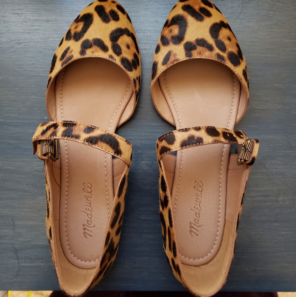 Madewell The Alina Mary Jane Flat Leopard Print
